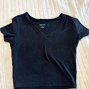 wild fable Black V-Neck Short Sleeve Tee